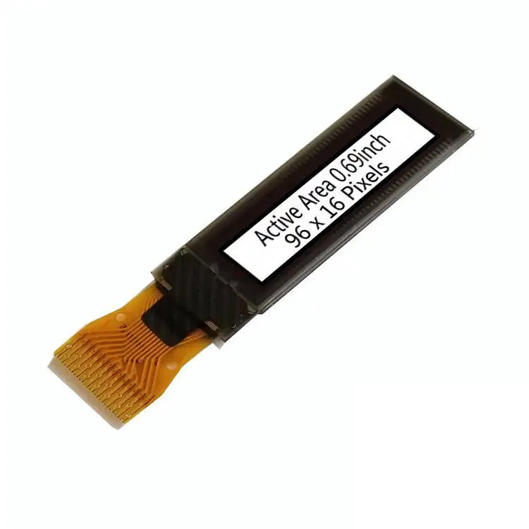 0.69 Inch PMOLED Display Module for Measuring Equipment, 96x16 Pixel  SSD1315 Driver ic I2C Interface COG Package  