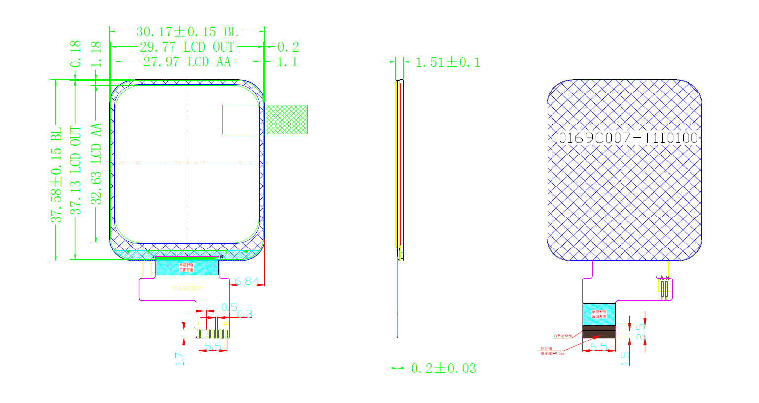 1.69-inch 240×280 Resolution SPI Interface 300-nit Brightness TFT LCD Display for Smartwatches